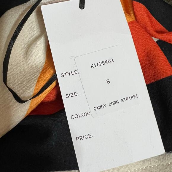 Unique Vintage Mini Polo Dress Small Candy Corn Halloween Retro Stripe Party New - Picture 9 of 10